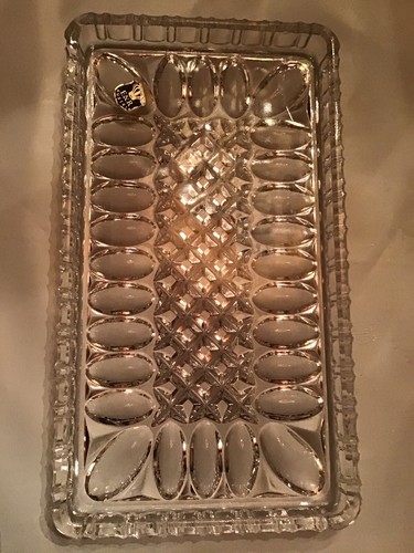 Vintage gepresstes klares Glas Butter Geschirr Genuss Tablett Pickles E&R Österreich Aufkleber - Bild 4 von 6