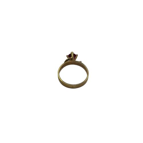 9ct 9k Yellow Gold Created Red Ruby And Diamond Ladies Ring Size O1/2. Brand New - Picture 7 of 11