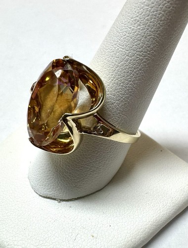 10k Yellow Gold 15ct Sunrise Topaz And .02ct Diamond Ring Sz 9.75 $1,700 - Picture 3 of 7