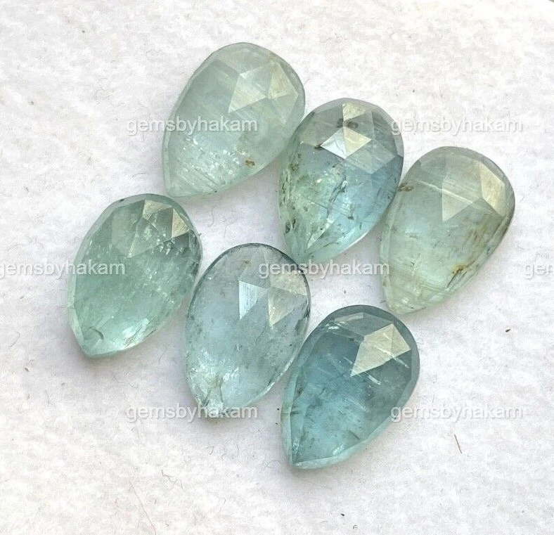 Pear Shape Kyanite Gemstone Rose Cut Sky Blue Kyanite For Jewelry Making - Image 2 of 4