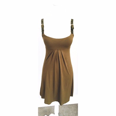 Womens Size S/4 Cache Khaki Unique Belt Strap Short Jersey Dress W Bra Cups