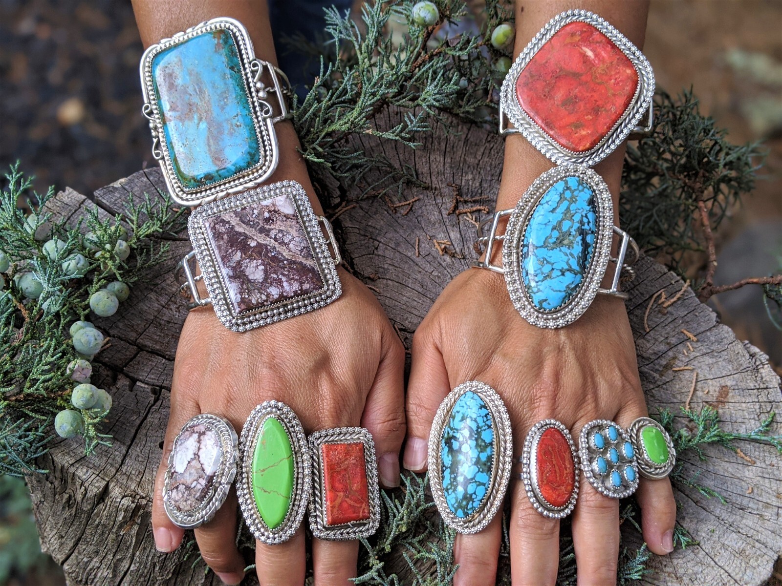 Navajo Rug Necklace Genuine Handmade Tree of Life Birds Native American