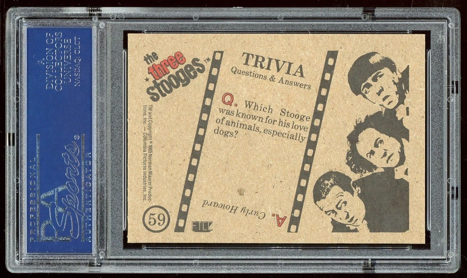 1985 FTCC The Three Stooges #59 Which Stooges was Known for His Love of PSA 9 - Image 4 of 4