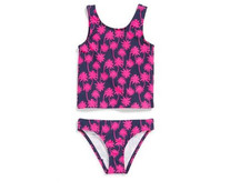 TUCKER  TATE NEON POP PALM TREE SWIM 2 PIECE BIKINI SET PINK BLUE SIZE 2 52