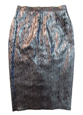 RARE EVA DURINGER Black Leather Skirt with Silver Lines - 90's DESIGNER FASHION