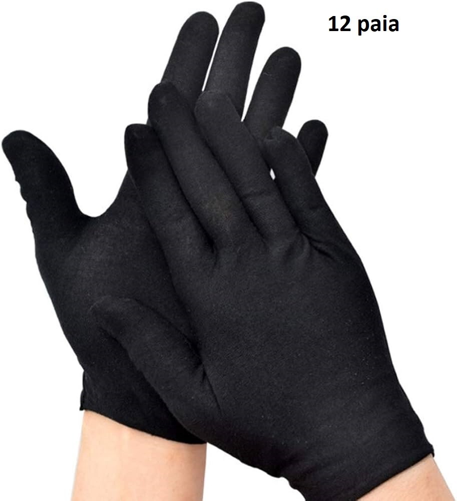 X Set 12 Pares De Guantes De Algodón Negro Protección Laboral Talla L HMJ