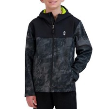 Free Country Boys Softshell Jacket Size 4 Map Print/Black