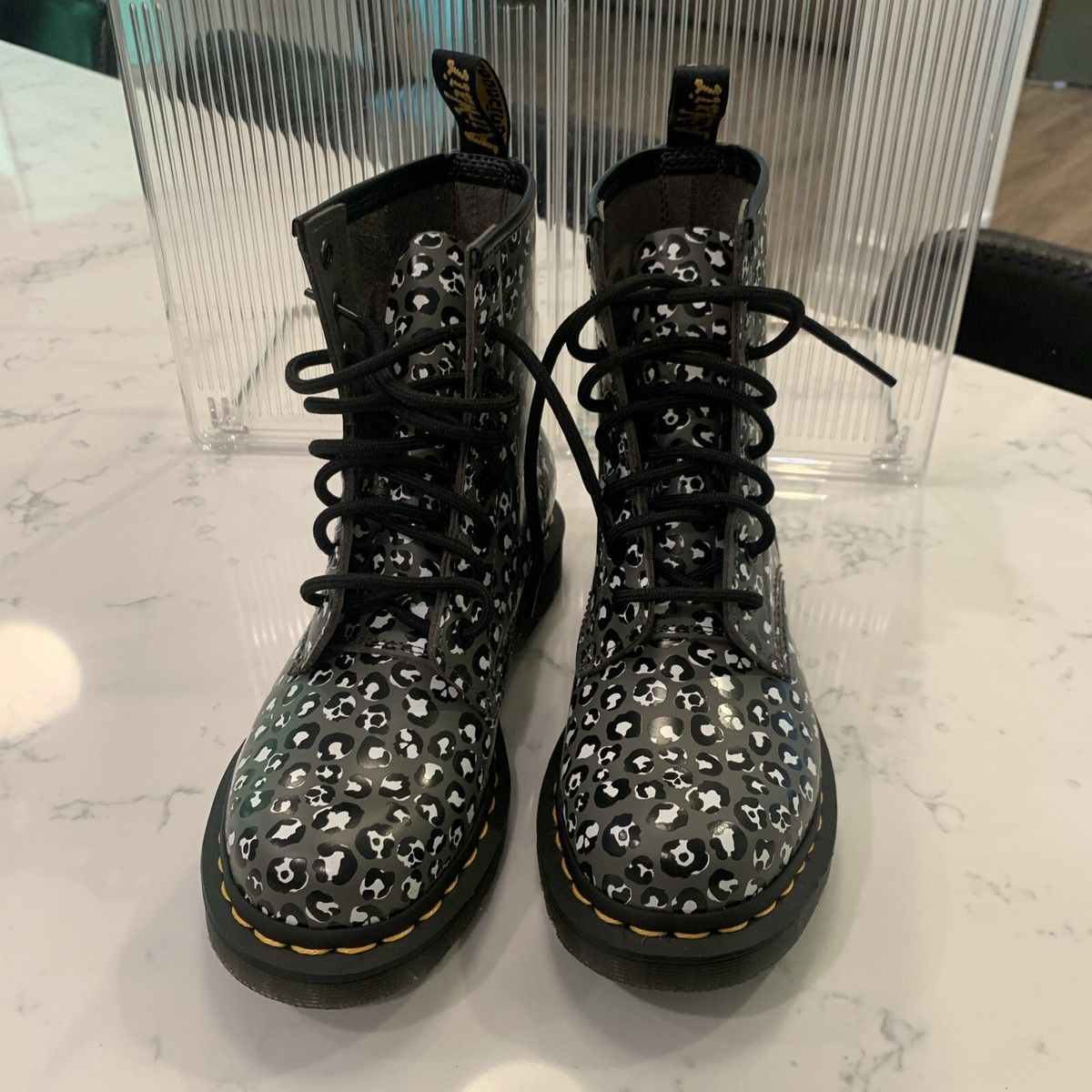 Dr Martens★1460 LOUD LEOPARD★レオパード★GUNL SMOOTH Dr. Martens 1460 Loud Leopard Smooth Boots Gunmetal Women's