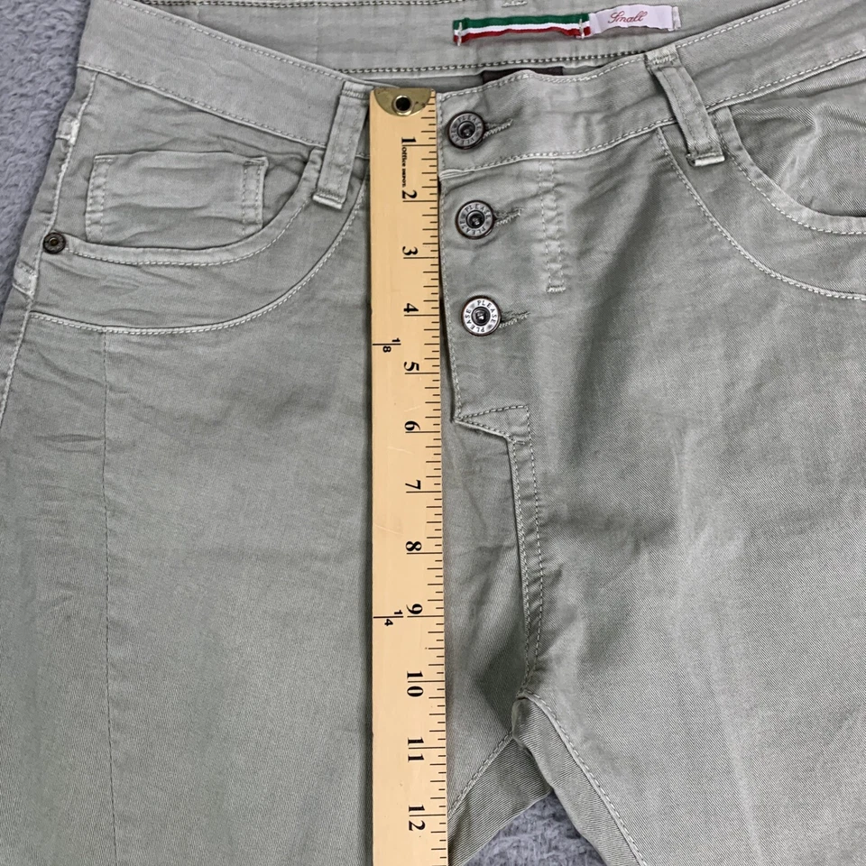 Pantalones de mezclilla de algodón italiano Please Now para mujer pequeños 3 botones delanteros bohemios Foto 3 de 4