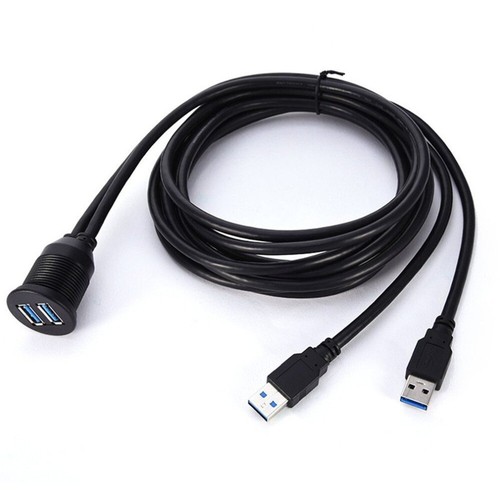 Cavo prolunga auto 2 USB 3.0 maschio a femmina AUX incasso per camion barca jeep - Foto 3 di 8