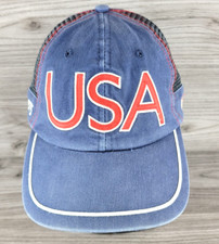 VINTAGE USA Olympic Team Hat Blue Faded Offic...