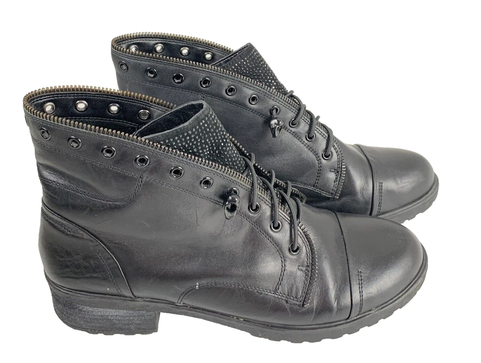 Botín negro GB Spark para mujer talla 11 cuero superior tachonado ahumado Foto 2 de 4