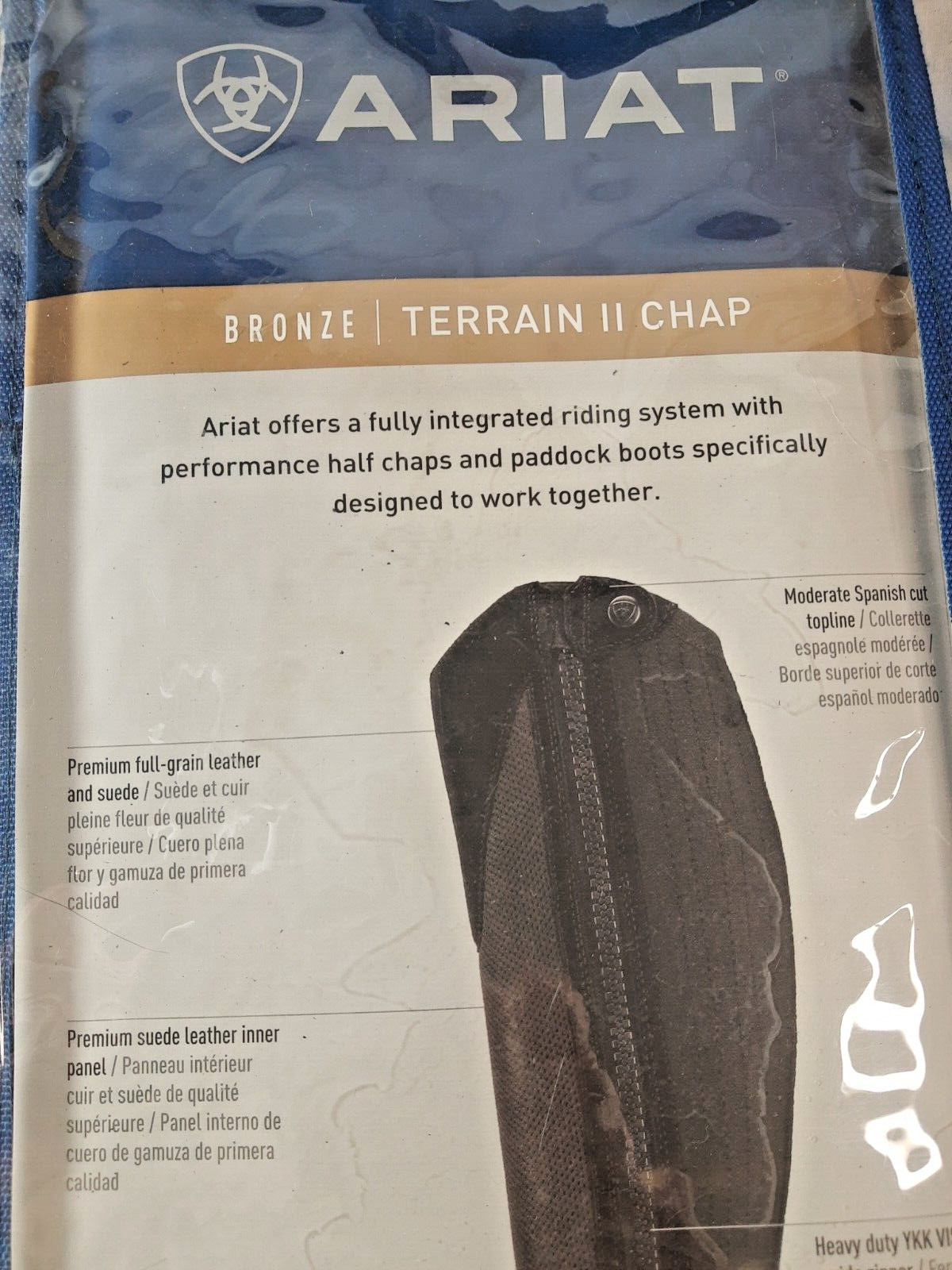 NEW Ariat Terrain II Half Chaps Black Size XST XSmall Tall 13.5" Calf 19.5" Tall
