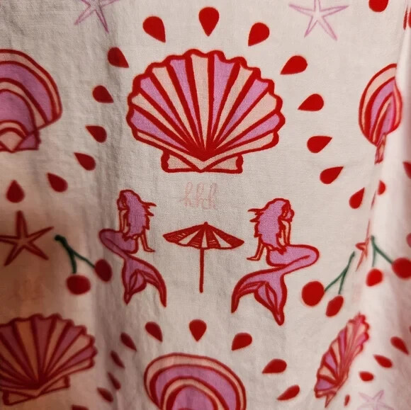 Hill House Home Katherine Nap Dress Mermaid Print Size Large Runs Small