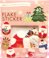 DAISO Christmas Santa Claus Snowman Reindeer Flake Sticker / Japan 40 pieces