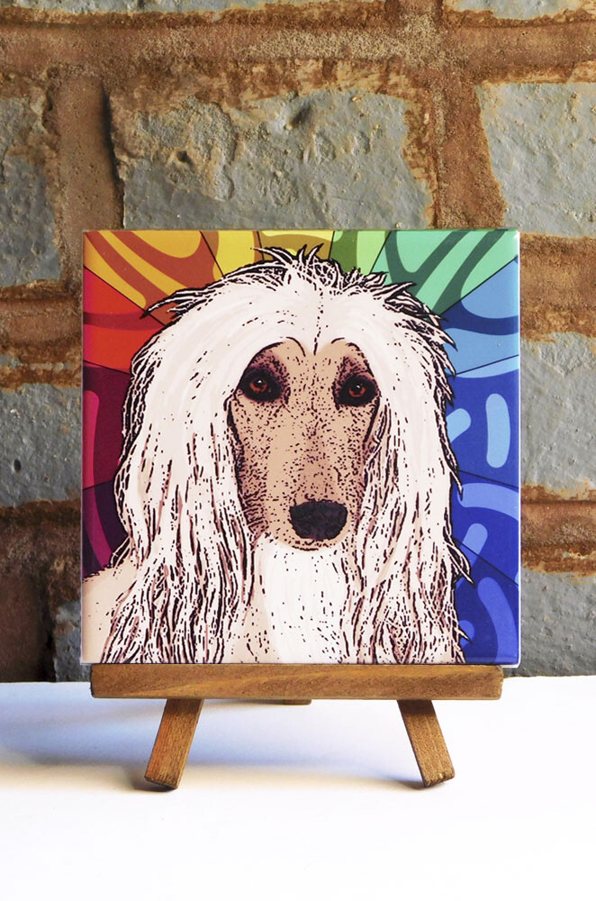 Afghan Hound Ceramic Coaster Tile