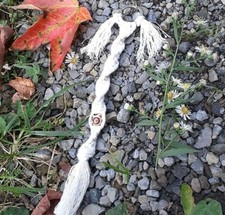 Handmade White Beaded Boho Macrame Keychain/Keyring/Accessory Clip