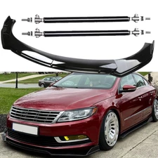 Front Bumper Lip Body Kit Spoiler Splitter Glossy Black For Volkswagen CC
