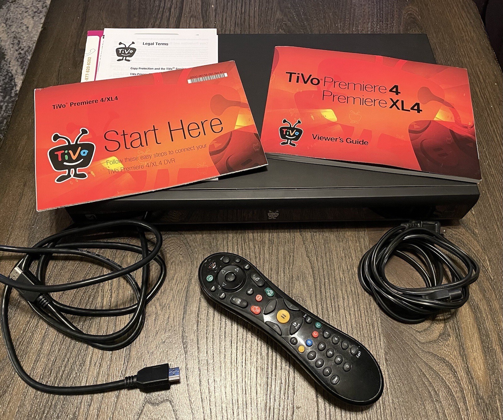 TiVo Premiere Series 4 TCD750500 Cables, Remote, Paperwork Lifetime