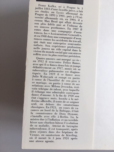 Franz KAFKA correspondances 1902-1924 du monde entier Gallimard NRF 1965 - Imagen 7 de 9