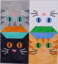 Cat Checkbook Cover Hand Painted Needlepoint Canvas