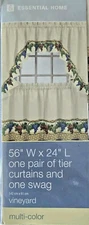 Essential Home Kitchen Tier Curtains and Swag - Vineyard Design