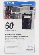 EATON DPU222RP 60-Amp Switch Style Air Conditioner Disconnect Outdoor 240 VAC