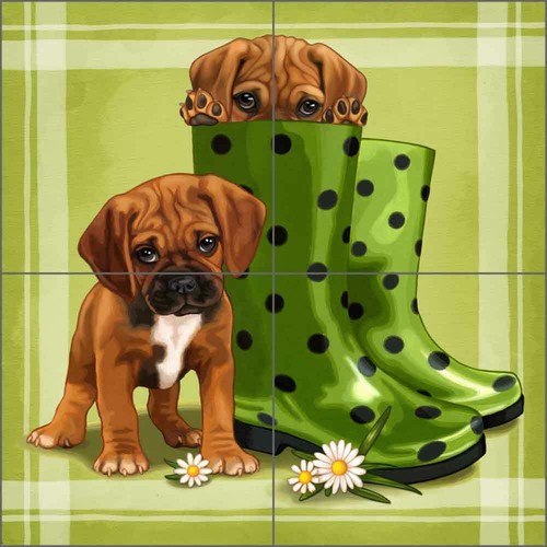 Garden Collection Fliesenkunst Maryline Cazenave Welpe Keramik Wandbild MC2-007a - Bild 1 von 6