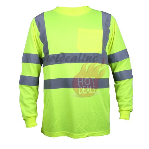 Work Safety Vest Hi-Vis High Visibility Reflective Stripe T-Shirt/Long Sleeve - Picture 14 of 30