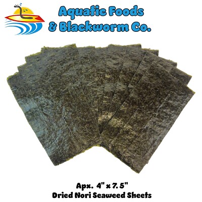 GREEN Seaweed Sheets (4'' x 7.5'') Perfect for Marines, Plecos, Herbivores