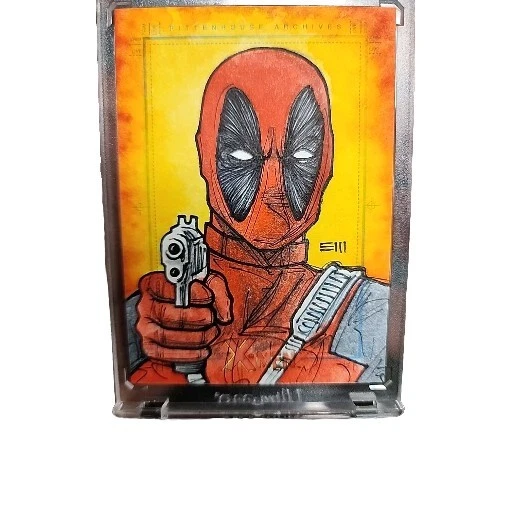 Deadpool hand drawn Sketch Card By Artist Erik Maell - Image 3 of 4