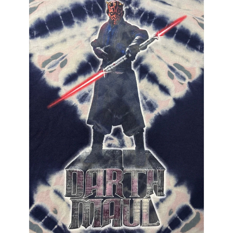 Camiseta Vintage Star Wars Darth Maul Sabre de Luz Corante de Gravata Relâmpago Anos 90 - Imagem 3 de 4