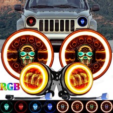 For Jeep Wrangler Jk Jku 07-17 Combo Rgb 7 Led Headlights 4 Fog Lights Kits For Jeep Wrangler Jk Jku 07-17 Combo Rgb 7 Led Headlights 4 Fog Lights Kits