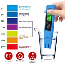 Water Quality Purity Meters 3-in-1 EC TDS Tester With Backlight And Leather Case