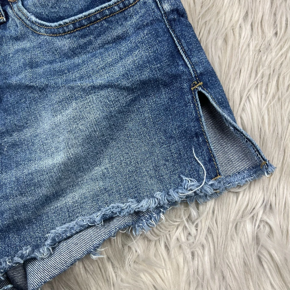 Urban Outfitters BDG Para Mujer 26 Tiro Medio Ventoso Lateral Corto Dobladillo Dividido Lavado Ligero Foto 2 de 4