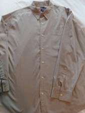 Mens Chaps Long Sleeve Tan Dress Shirt Size XL Cotton Polyester