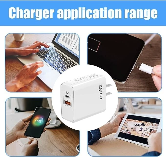 Universal 120W GaN Dual Port Fast Charger+20W USB Type-C Cable (C-to-L) [White] - Image 4 of 4