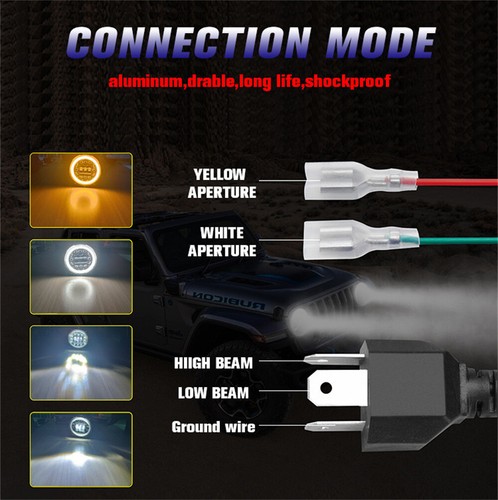 Pair 7'' 60W LED Headlight Angel Eye With Turn Signal For Jeep Wrangler JK TJ CJ - Picture 6 of 11