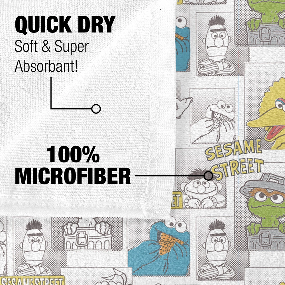 Sesame Street Character Comic Panels Officially Licensed Beach Towel 30"x60"