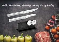 Rada 3 Pc Set Knife Sharpener , Granny Paring & Heavy Duty Paring  Silver Handle
