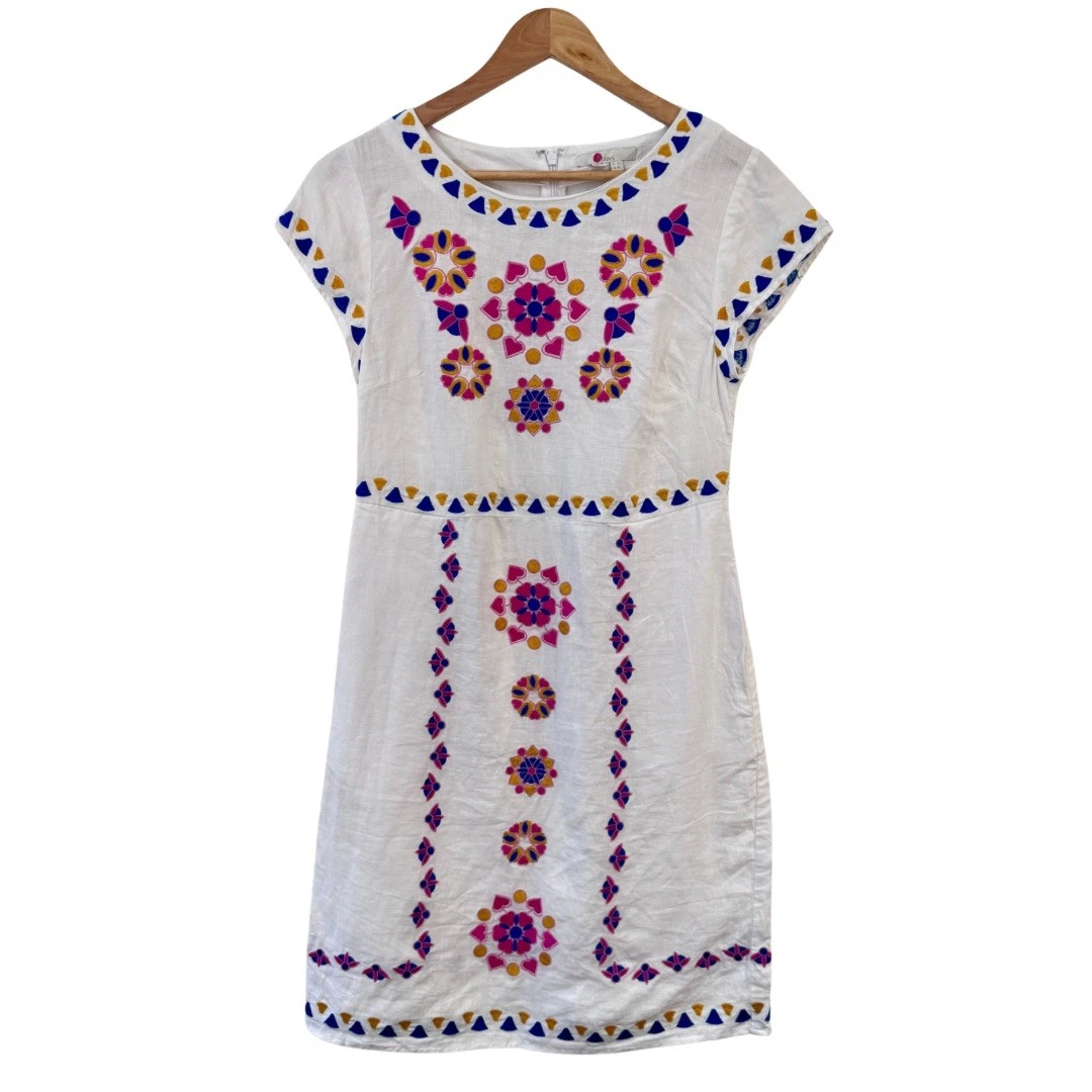 boden laura linen embroidered dress BODEN Laura Linen Embroidered Dress