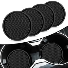 4-piece Universal Anti-slip Silicone Car Cup Holder Inserts - Honeycomb Black