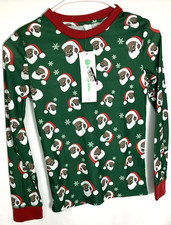 Greentop Gifts Kids Size L Santa Snowflakes Long Sleeve Pajama Shirt