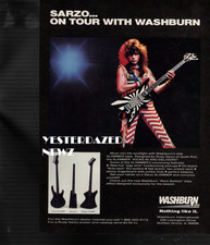 Publicité imprimée 1985 pour basse Washburn Slammer avec Rudy Sarzo de Quiet Riot