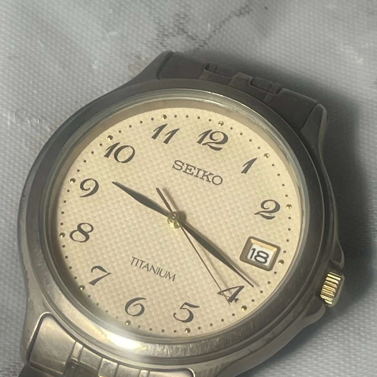[Vidrio Nuevo] Reloj Cuarzo Hombre SEIKO TITANIUM 7N42-8A60 1997 Vintage Batería Nueva