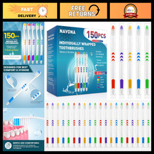 150 PCS Soft Bristle Toothbrushes - Individually Wrapped, Disposable, Travel  H