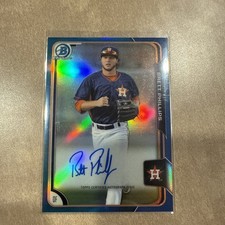 BRETT PHILLIPS 2015 Bowman Chrome Prospects Blue Refractor /150 Auto Astros Rays