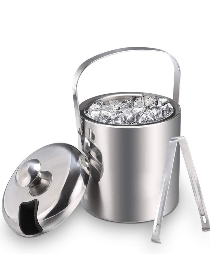 Eiseimer Eisbehälter sektkühler eiswürfelbehälter mit Zange und Deckel Edelstahl