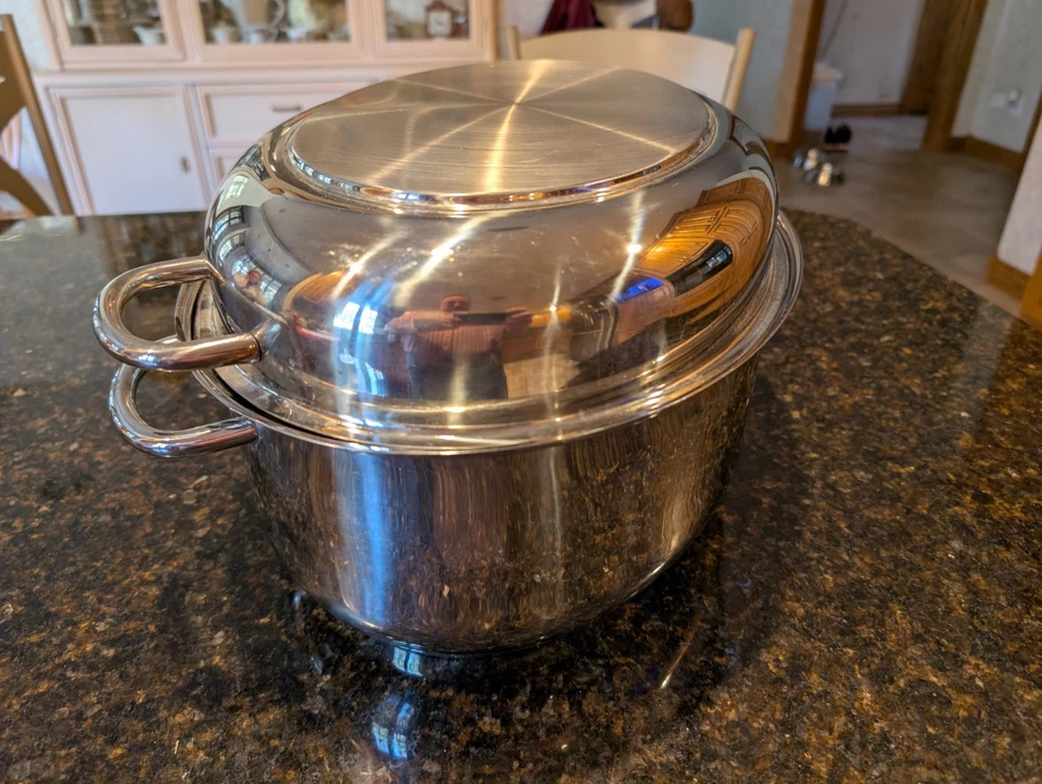 Большой горшок для обжарки 12 кварт Krona Norpro 18/10 из нержавеющей стали со стойкой - Изображение 4 из 4