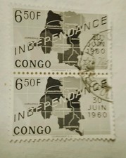 Congo Belge indépendance 30  Juin  1960  timbre 6,5F  par paire (ref c)